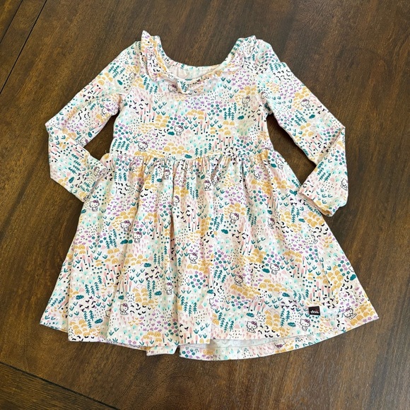 2022 Tea Collection x Hello Kitty & Friends Sanrio Yellow LS A Line Dress Size 3 - Picture 2 of 10